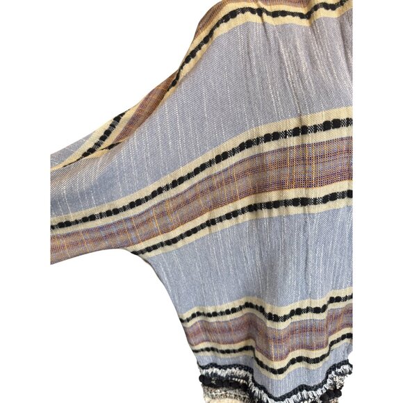 2/$30 ZARA Small Woven BOHO Open-Front Jacket Cardigan Fringe Pom Tassel Trim - Picture 12 of 15